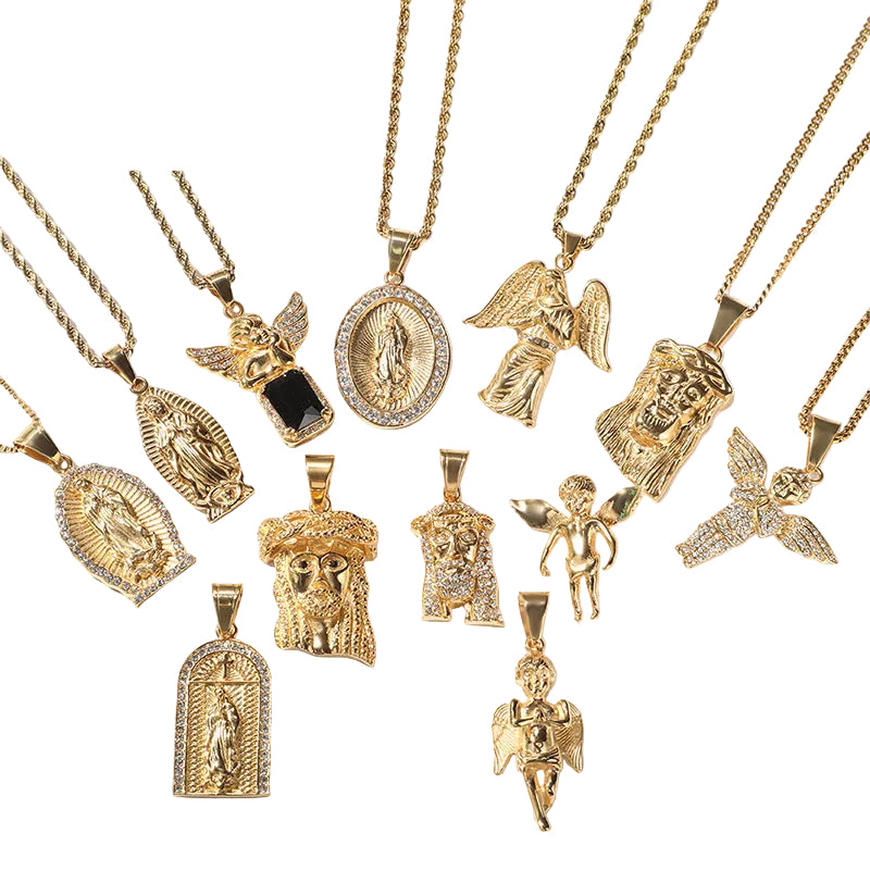 Hip Hop Winged Angel Pendant Necklace